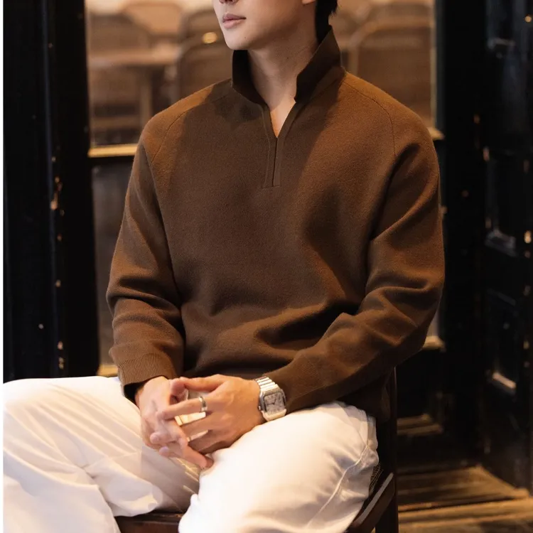 【25秋冬】16针/精纺羊毛海鸥翻领毛衣