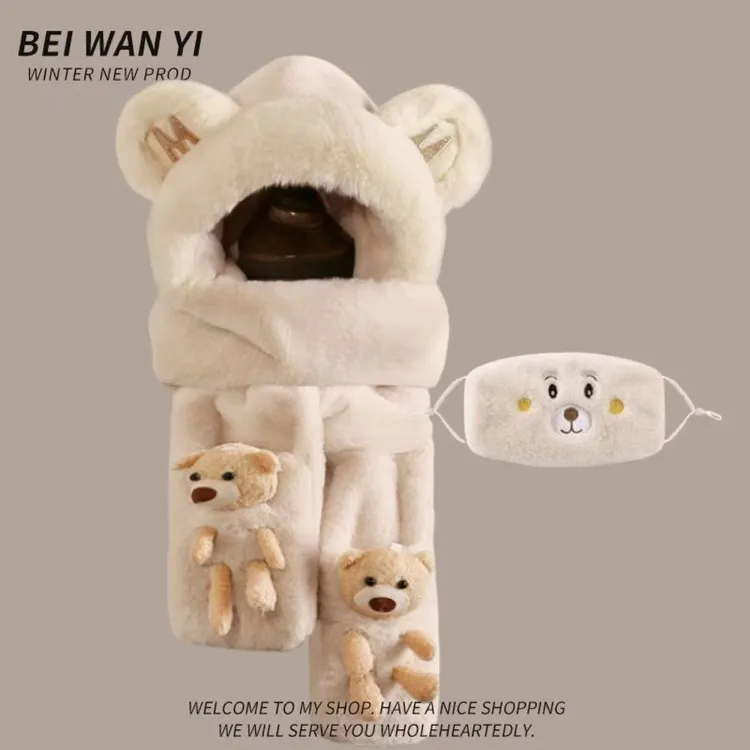 保暖防风户外加绒骑车加厚防风寒围脖帽子面罩一体男女冬季骑行XH