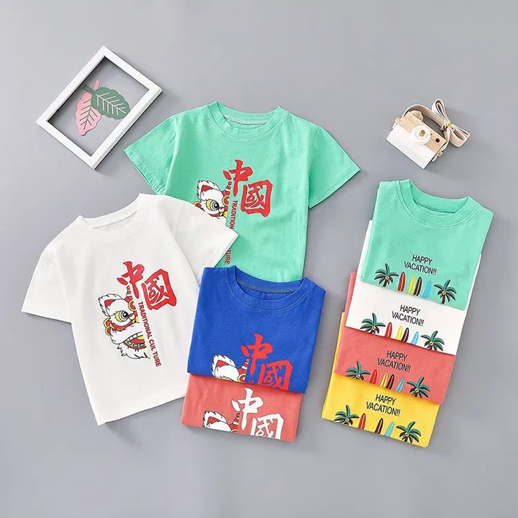新款儿童短袖T恤纯棉夏季宝宝圆领上衣男女童半袖儿童打底衫童装