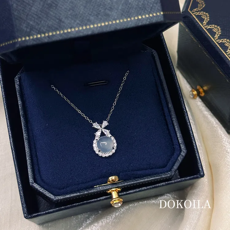 DOKOILA999纯银玉髓蝴蝶结项链轻奢高级锁骨链送闺蜜女友生日礼物