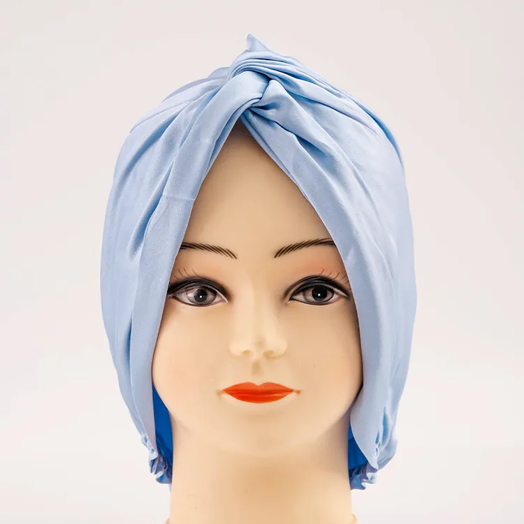 双层真丝睡帽重磅丝绸头巾桑蚕丝月子帽成人头套发帽71002微瑕疵