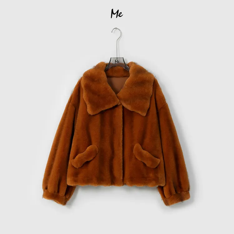 ME【贝贝南瓜】高密绒毛稀缺御寒保暖显瘦时尚百搭毛毛外套MESA5858