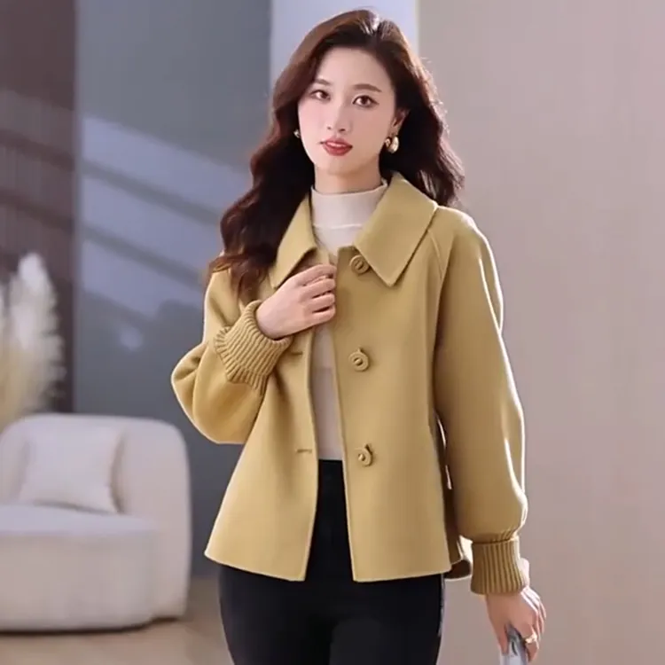 高级感双面呢大衣女显瘦短款2025春秋新款小个子毛呢子外套宽松