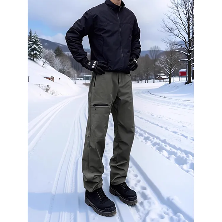 美式复古三防加绒冲锋裤男款冬季防风防水工装裤子直筒漠河防寒裤