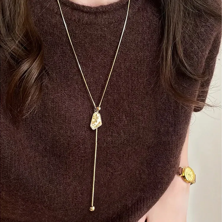 合金树脂手链 不规则几何吊坠项链女款2025新款长轻奢小众锁骨链