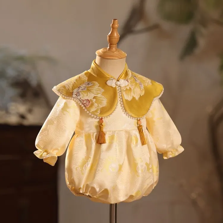 《星临》周岁礼服中国风抓周礼服女童唐装旗袍包屁衣满月百日宴春秋