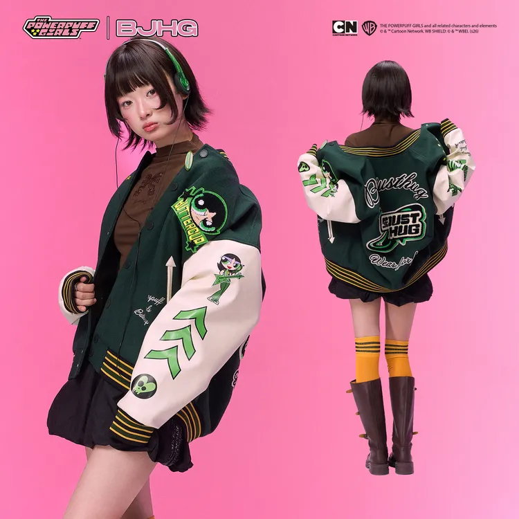 【飞天小女警联名】BJHG不计后果美式夹克女款春季休闲复古棒球服