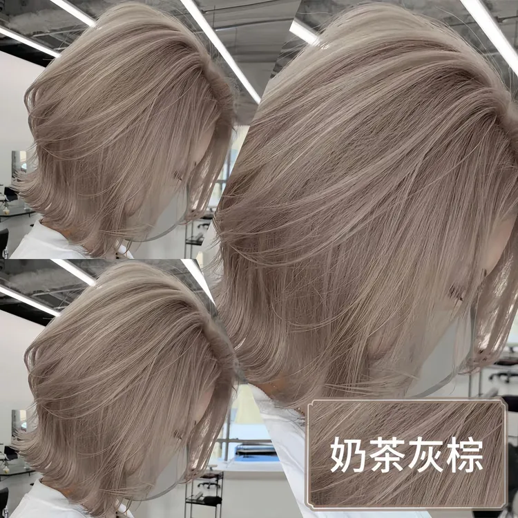 奶茶灰棕染发膏剂天然植物纯冷雾黑巧不伤发莫奈肉桂色亚麻灰棕色