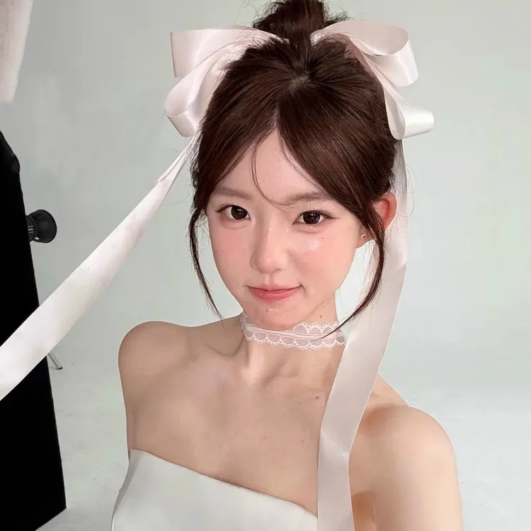 纯欲风白色蝴蝶结飘带发夹超仙氛围感写真发饰女韩系气质飘带顶夹