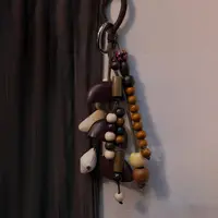 治愈松弛感天然木珠挂饰包包挂件小众设计手工编织背包挂串配饰