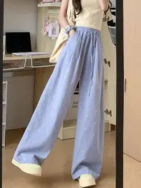 微弹阔腿裤夏季长裤波点休闲裤高腰春夏薄款【C区套装】7163 套装