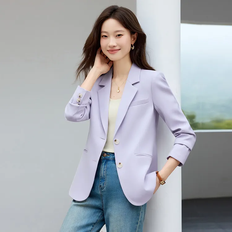 紫色西装外套女春秋2025新款高级感休闲时尚气质修身女士西服上衣