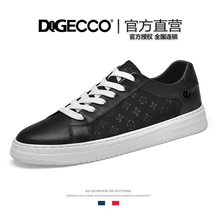 爱步特伦【轻奢老花】25年爆款秋季百搭真皮复古男鞋潮鞋鞋子板鞋