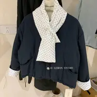 lemon@5828  带围巾 韩系圆领外套  11-6