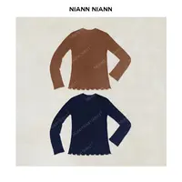 NiannNiann新款女装气质修身显瘦破破羊毛羊驼毛混纺打底衫16141