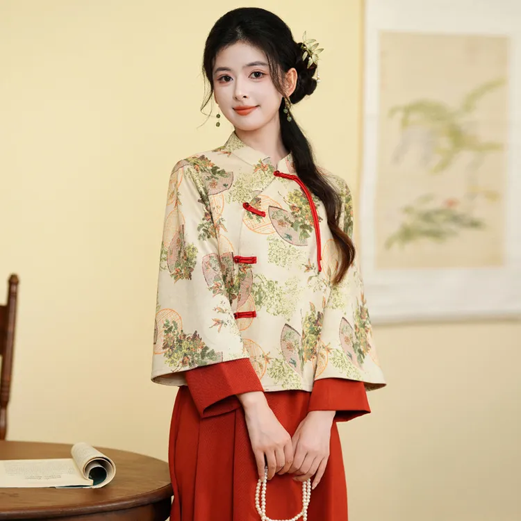 古典汉元素改良汉服国风裙2025秋新款中式长袖旗袍两件套茶艺服女