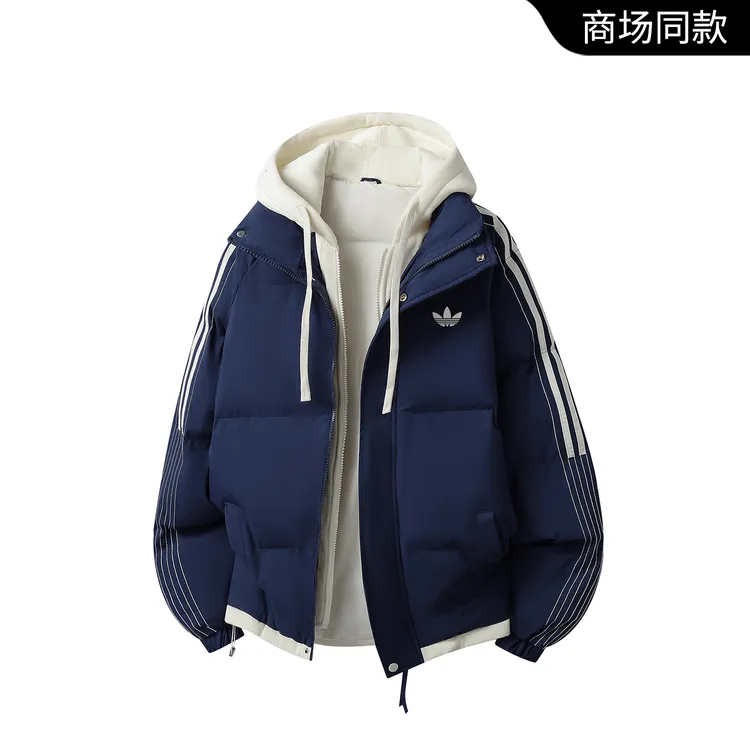 【官方奥特莱斯】假两件情侣棉服男士2025冬季新款加厚连帽棉衣外套