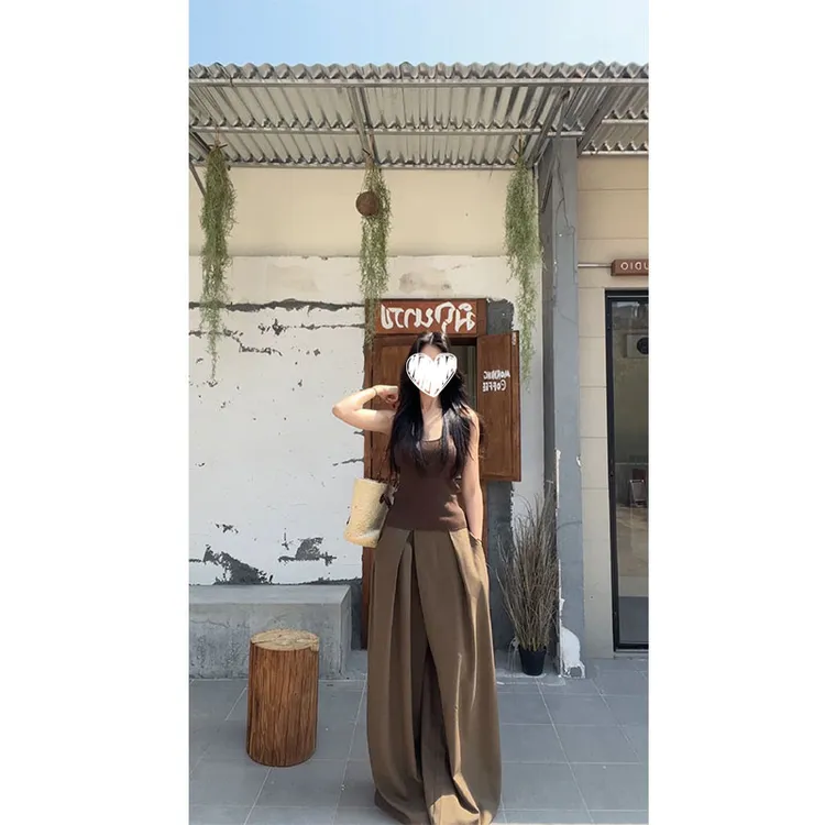 番茄妹妹Tomatosister  韩版显瘦气质宽松夏季阔腿中高腰休闲裤