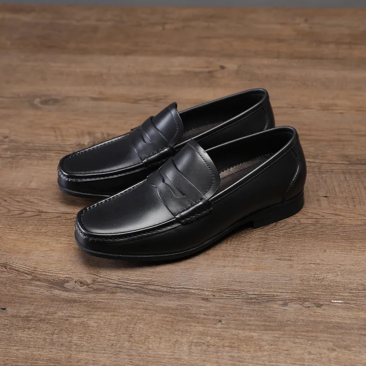 PUSIJIE/普斯杰一脚蹬商务休闲皮鞋春季高档牛皮软底豆豆鞋乐福鞋