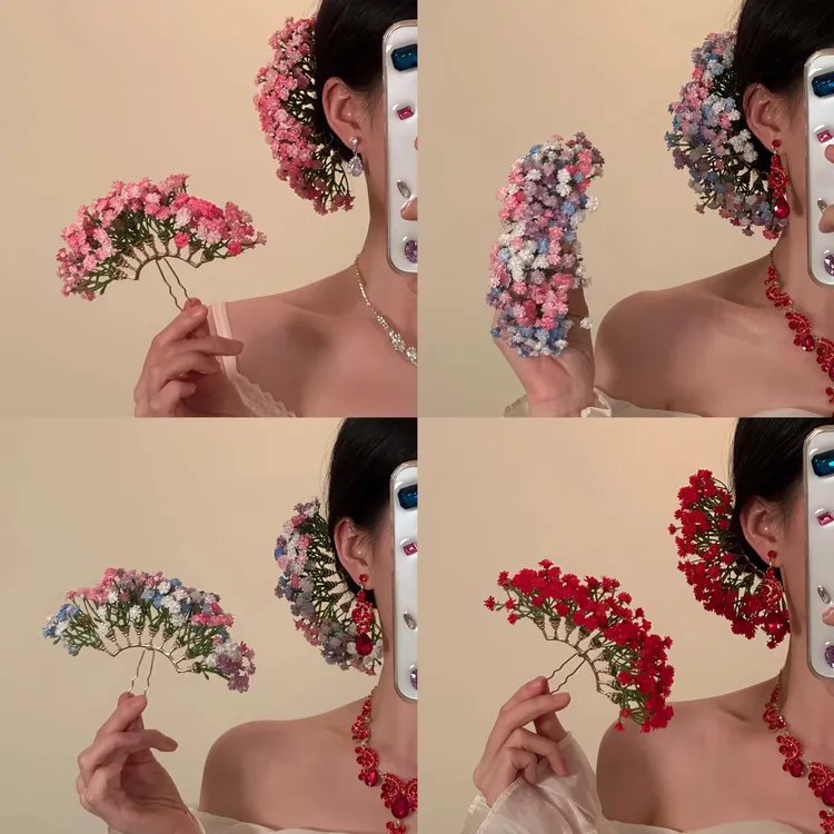 今生戴花 世世漂亮～神仙姐姐同款满天星发簪超仙仿真花朵发钗发饰