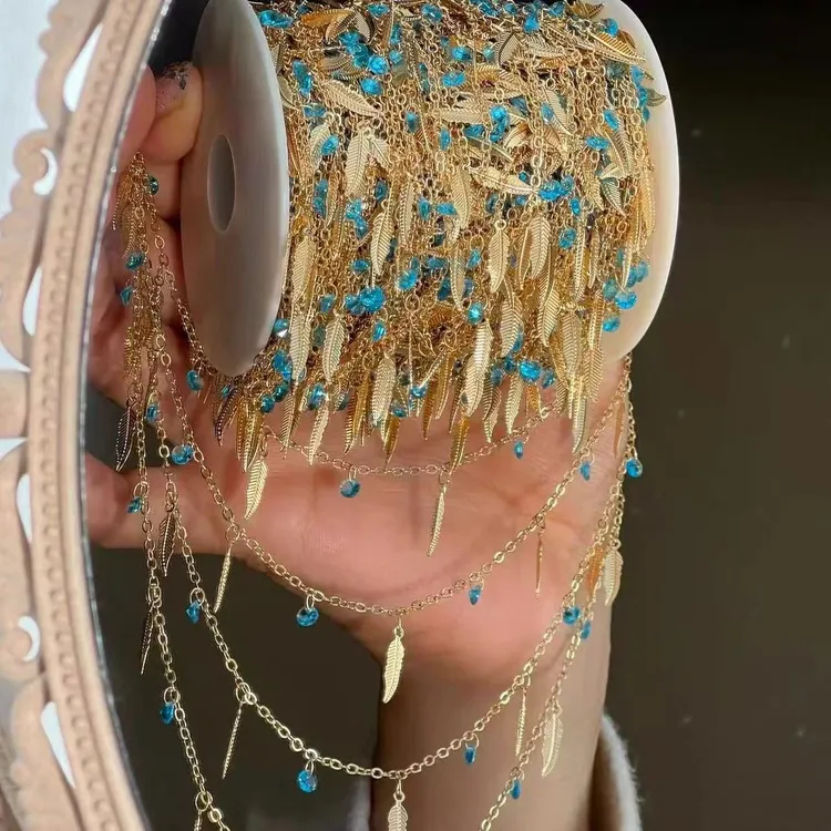 diy链条红 蓝 紫 羽毛链条高温保色 手作链子手链项链头饰配件