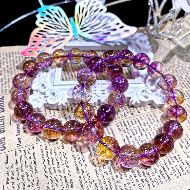 黄紫色12mm手串发一条C102