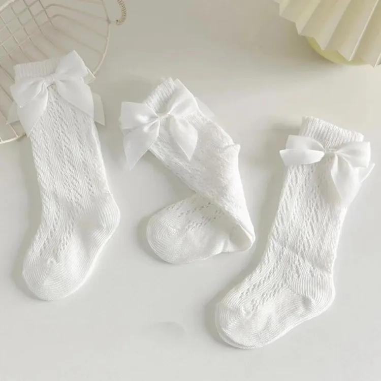 可爱夏季薄款网眼女宝宝袜长筒袜女童袜子春夏百搭花边公主袜透气