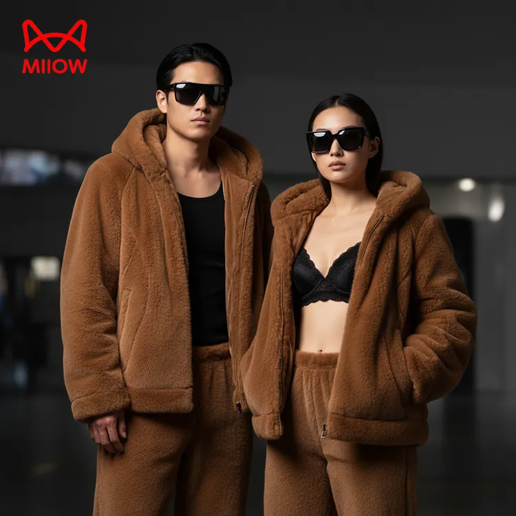 戚薇同款/MiiOW猫人睡衣男女同款可外穿保暖秋冬季情侣家居服仿貂