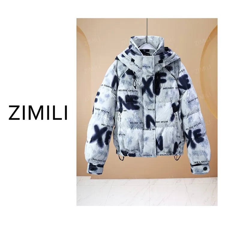 【亮哥女装】2025冬季新品奶油白90绒高蓬松加厚连帽羽绒服265006