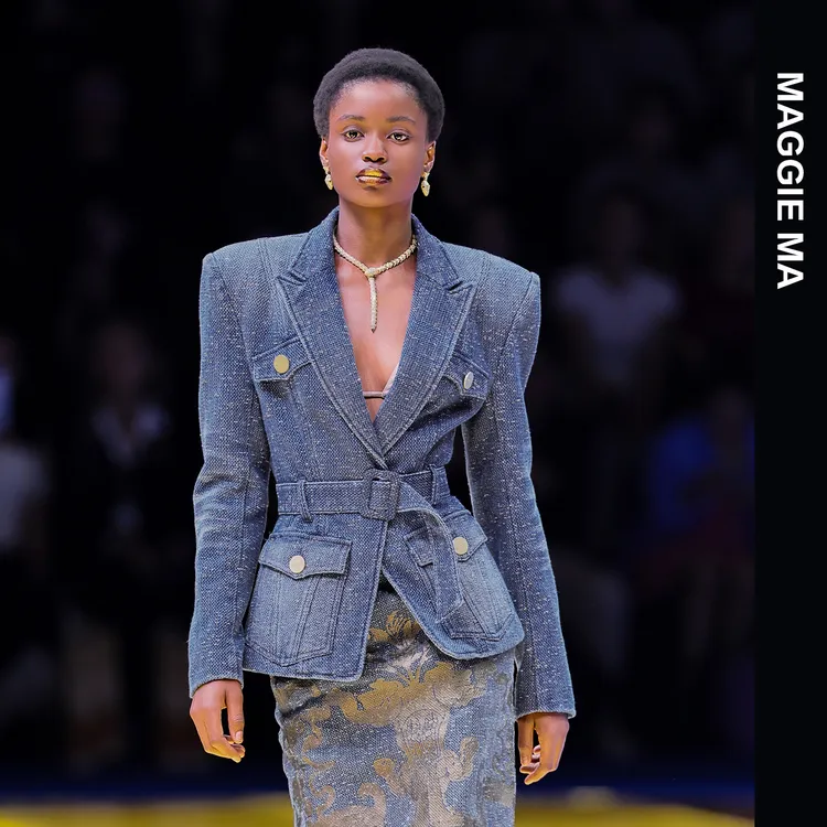 MAGGIE MA马婧设计师款冰川靛蓝复古美学牛仔外套464C