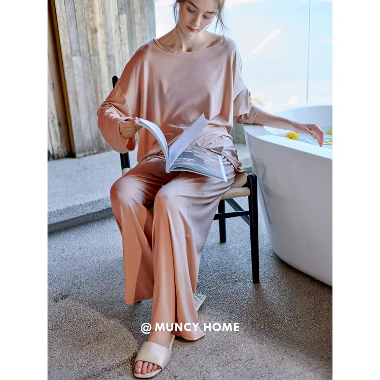 曼系“恰到好处的温柔”莱赛尔睡衣女春秋甜美显白松弛长袖家居服