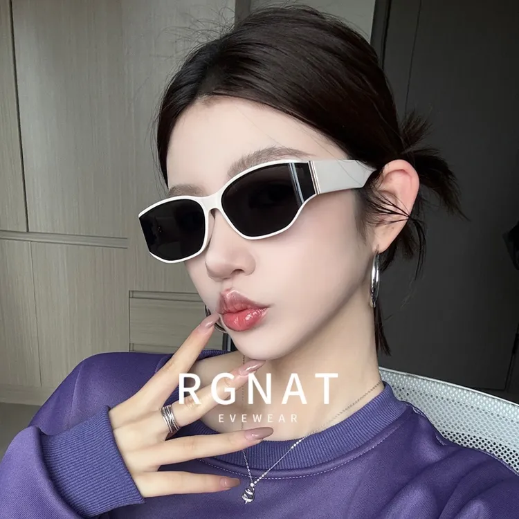 RGNAT复古猫眼高级感墨镜女方圆脸曲面2025新款防紫外线太阳眼镜 