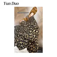 云朵定制【涩谷辣妹】高级感褶皱豹纹半身裙LF19