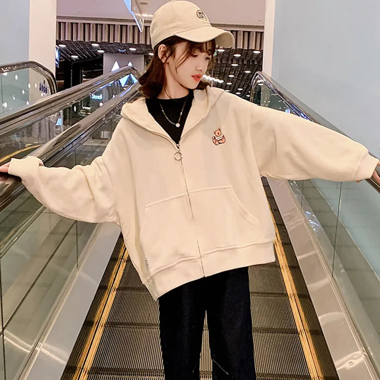 女童春秋拉链·2022新款中大童女孩洋气连帽韩版开衫