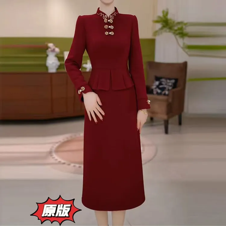 高档贵妃绒时尚假两件连衣裙2025冬季新款显瘦洋气轻奢减龄打底裙