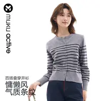 muku u琥珀流光风-长袖圆领显瘦毛针织衫秋季百搭开衫女生