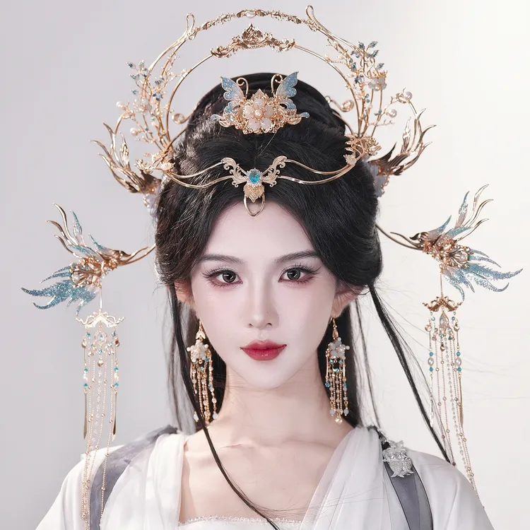 原创【幽兰冰蝶】古风神女圣母发冠发饰发簪额饰汉服配饰