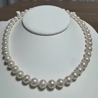 （无核珍珠--原版黑标）9-10mm天然淡水珍珠项链S925银镶嵌经典百搭