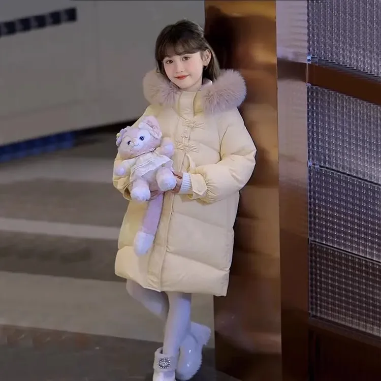 儿童羽绒棉服加厚中长款冬季2025新款洋气新中式冬款女童保暖外套