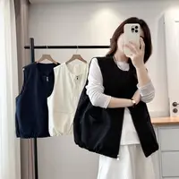 2025秋季新款圆领显瘦纯色背心马甲大码宽松简约百搭无袖上衣女