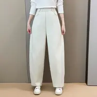 秋季高腰弯刀裤小个子显瘦百搭潮流时尚休闲裤宽松垂感松紧腰