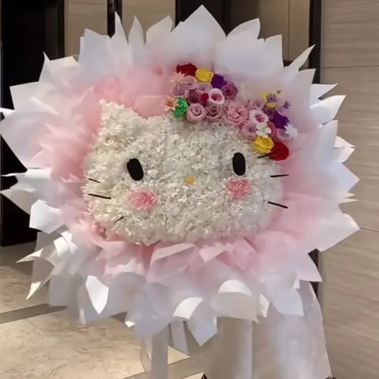 七夕新款Hello Kitty永生花绣球永生花可爱花束情人节礼物不枯萎