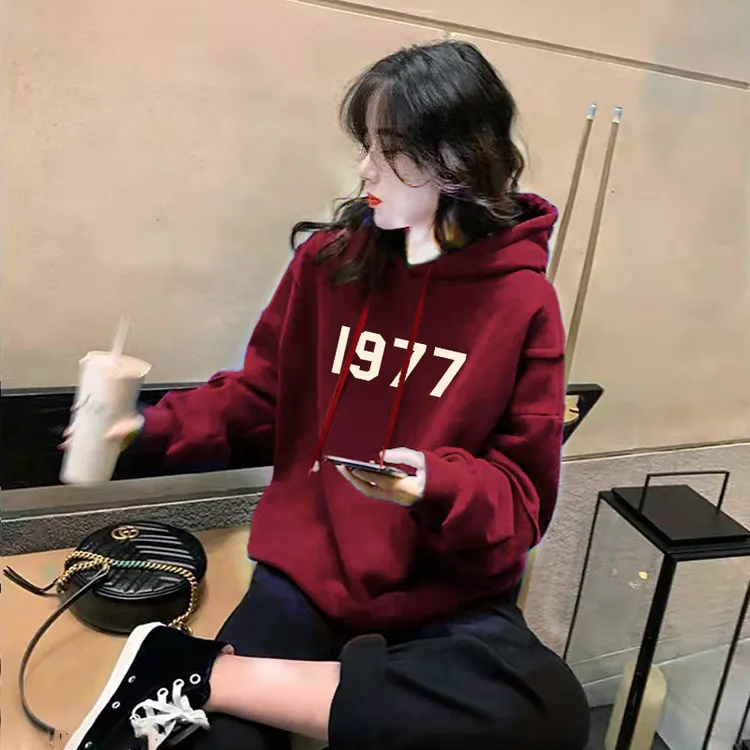 2025新款爆款加绒加厚小个子oversize慵懒风卫衣女秋冬宽松连帽潮