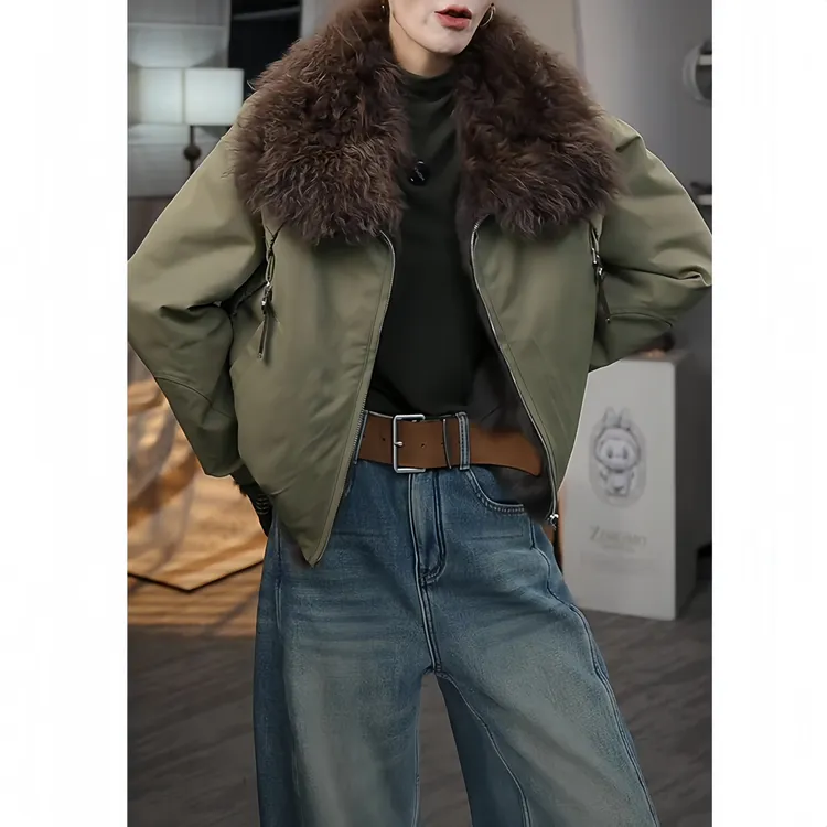 复古高品质可拆卸毛领洋气派克服女2025冬季新款加绒保暖短外套潮