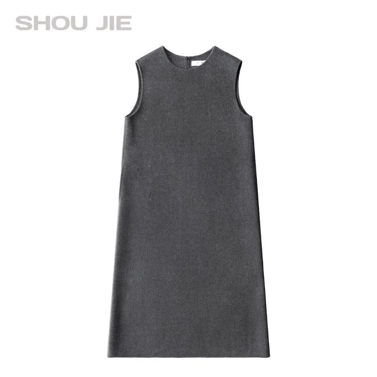 冬装守界2025新品自研面料15羊绒25桑蚕丝双面绒长款净版连衣裙