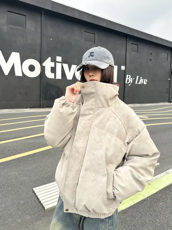 TRTNAN 防水防风撞色加厚皮衣棉服男女款立领冬季保暖新款外套