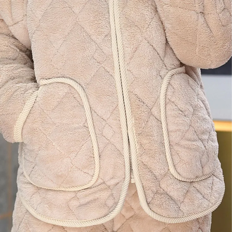 雅鹿内衣2025「亲肤系列」男子海岛绒三层加厚夹棉睡衣套装外套舒适