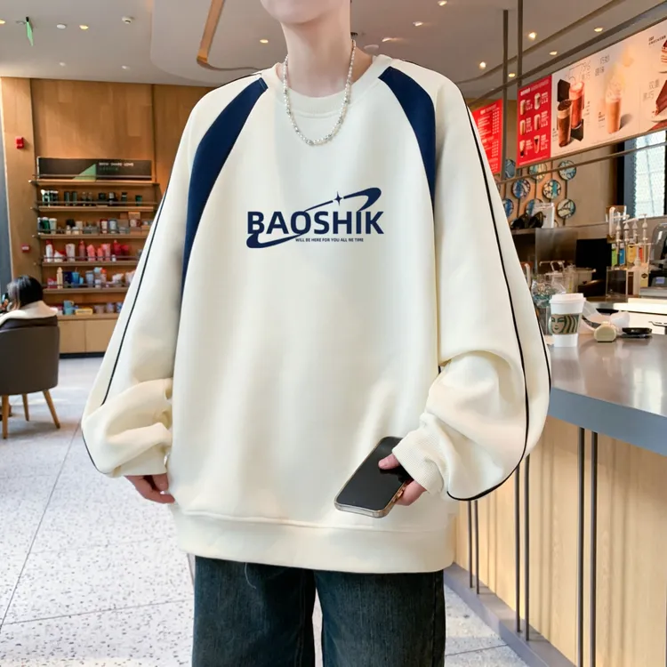 青少年秋季休闲ins韩版宽松百搭学生潮流刺绣卫衣圆领套头港风