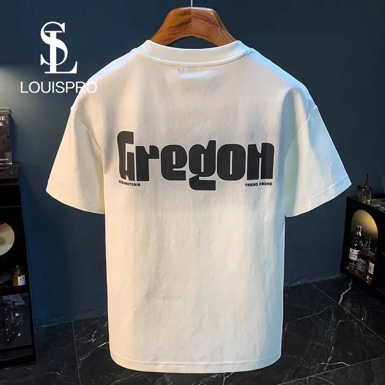 Louispro2025年夏季薄款短袖T恤男士潮流前后印花渐变色凉感透气