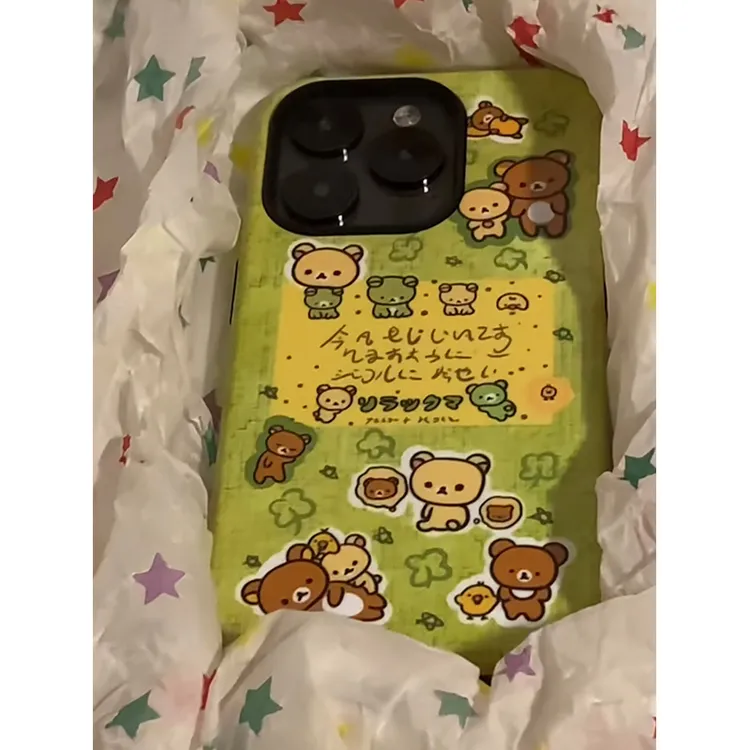 BANCA开心轻松熊菲林二合一适用苹果16/15手机壳华为oppo小米vivo